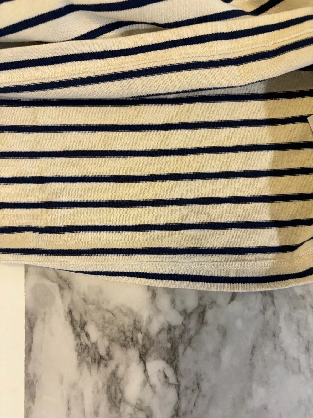 J. Crew Navy and White Striped Muscle Tee 100% cotton size L - Picture 6 of 8